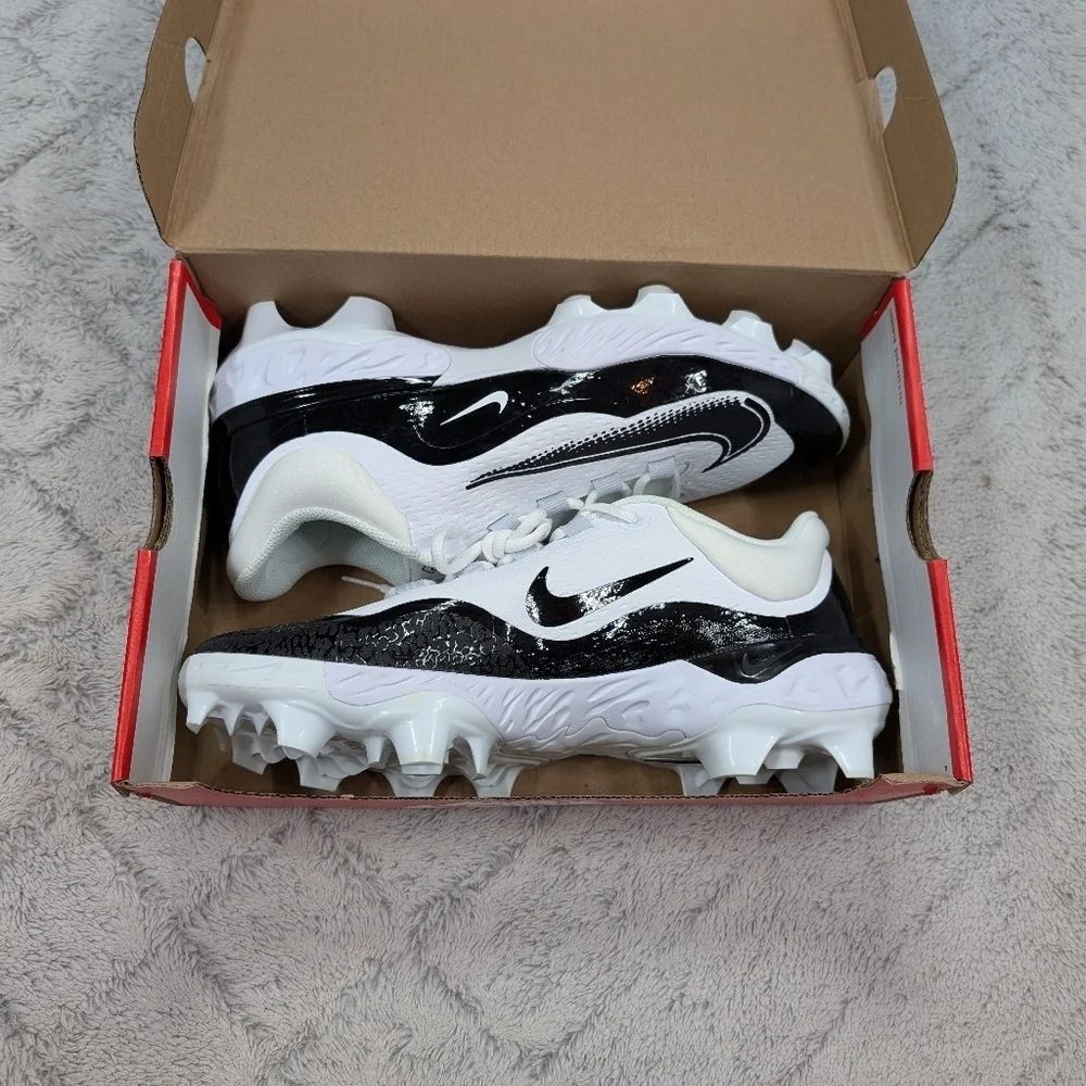 Nike Alpha Huarache Elite 4 Low MCS Baseball Cleats 11.5 White Black FD6255-101